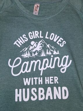Next Level Apparel Green Graphic Camping Tee - White Print